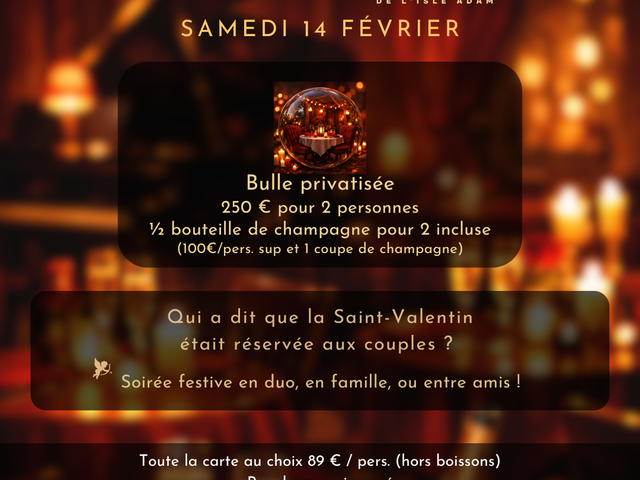 La Môme L'Isle Adam Dîner Samedi 14 février ❤️